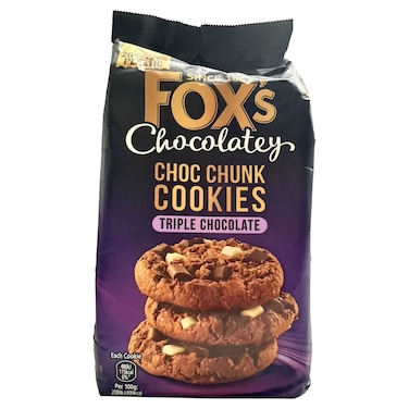 Fox's Chocolatey Choc Chunk Cookies Triple Chocolate, 180g