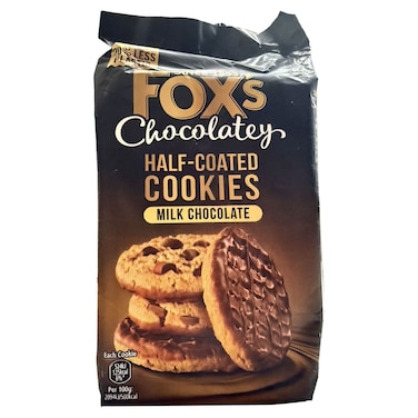 Fox's Chocolatey Half-Coated Milk Chocolate Cookies, 175g