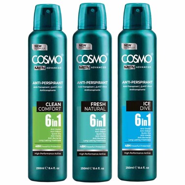 Cosmo Men Advanced Anti-Perspirant Deodorant Spray Assorted Fragrances, 250ml
