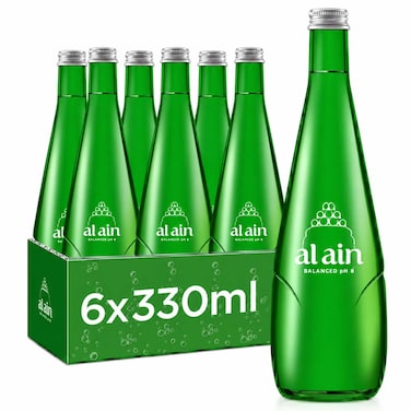 Al Ain Sparkling Water Glass Bottle, 200ml, Pack of 6