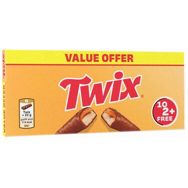 Twix Milk Chocolate Covered Caramel and Biscuit Finger Bars, 23g, Pack of 12