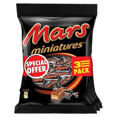 Mars Miniatures Milk Chocolate with Nougat and Caramel, 150g, Pack of 3