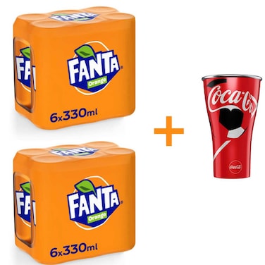 Fanta Orange Flavoured Carbonated Soft Drink Free Aluminum Cup, 330ml, Pack of 12