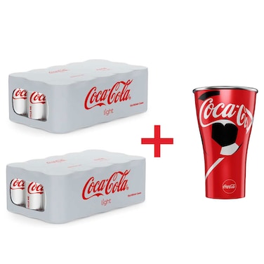Coca-Cola Light Carbonated Soft Drink with Free Aluminum Cup, 150ml, Pack of 30