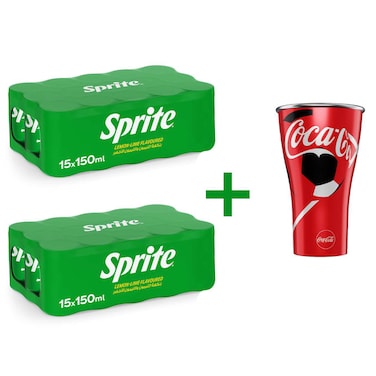 Sprite Lemon-Lime Flavoured Carbonated Soft Drink with Free Aluminum Cup, 150ml, Pack of 30