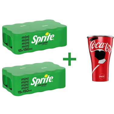 Sprite Zero Lemon-Lime Carbonated Soft Drink with Free Aluminum Cup, 150ml, Pack of 30