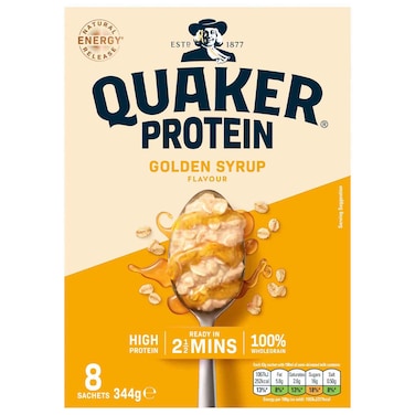 Quaker Protein Golden Syrup Flavour Oatmeal Sachets, 344g