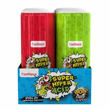 Confiteca Super Hiper Acido Roll On Liquid Candy Strawberry Flavor, 40g, Pack of 10