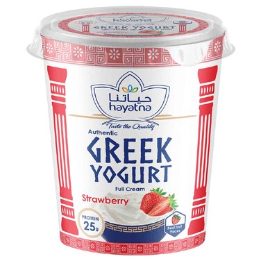 Hayatna Authentic Greek Yogurt Strawberry Full Fat, 360g