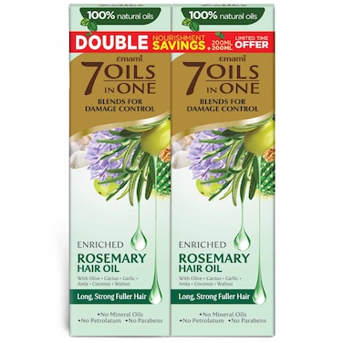 Emami 7 Oils In One Enriched Rosemary Hair Oil, 200ml and 200ml, Pack of 2