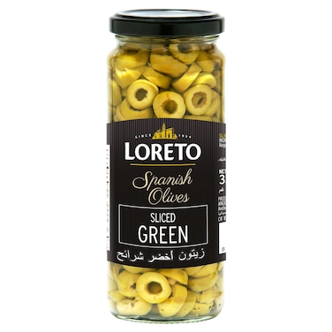 Loreto Spanish Olives Sliced Green, 330g, Pack of 2