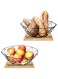 FabGood 2 Pcs Metal Fruit Bowl, Fruit, Vegetables, Bread, Snacks Storage Basket, Large Black Decorative Table Piece Holder For Living Room, Kitchen, Panty, Office.