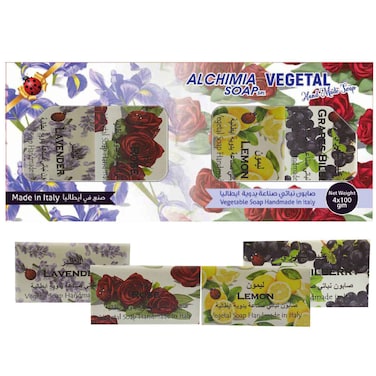 Alchimia Vegetal Handmade Vegetable Soap Assorted Fragrances, 100g Each, Pack of 4