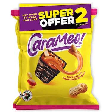 Carameo Glazed Candy with Caramel Center and Peanuts, 500g, Pack of 2