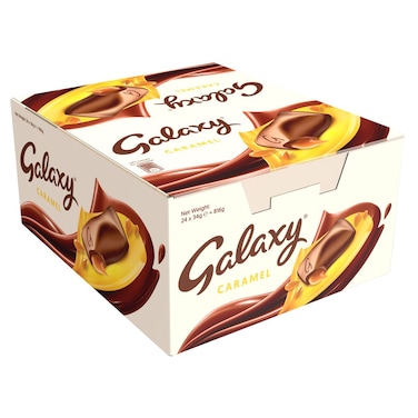 Galaxy Caramel Milk Chocolate Bar, 34g, Pack of 10