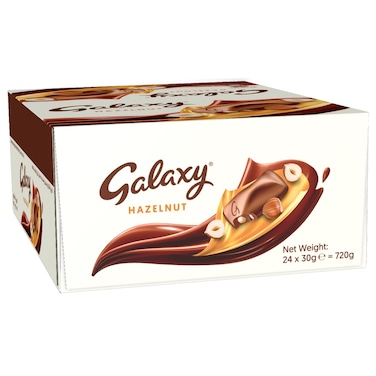 Galaxy Hazelnut Milk Chocolate Bar, 30g, Pack of 24