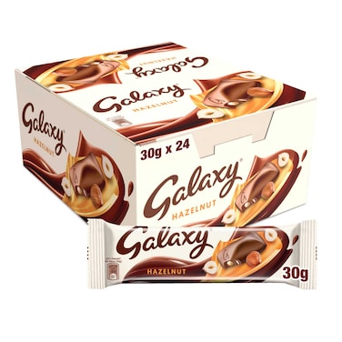 Galaxy Hazelnut Milk Chocolate Bar, 30g, Pack of 24