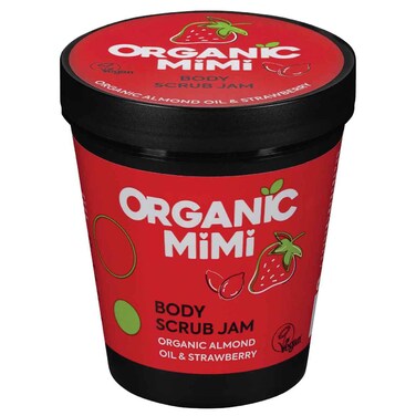 Organic Mimi Body Scrub Jam Organic Almond Oil and Strawberry, 250g