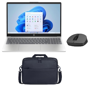 HP 15-fc0060 Laptop, AMD Ryzen 5 7520U Processor, 16GB RAM, 512GB SSD, 15.6-Inch HD Display, Windows 11, Natural Silver with Free Laptop Bag and Mouse