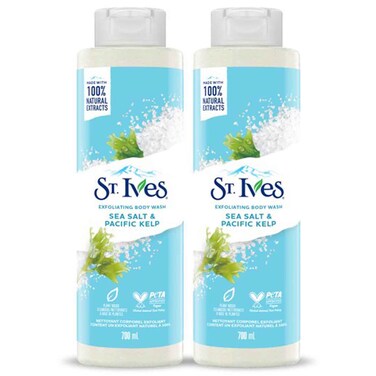 St. Ives Sea Salt and Pacific Kelp Exfoliating Body Wash, 700ml, Pack of 2