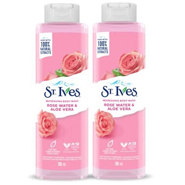 St. Ives Rose Water and Aloe Vera Refreshing Body Wash, 700ml, Pack of 2