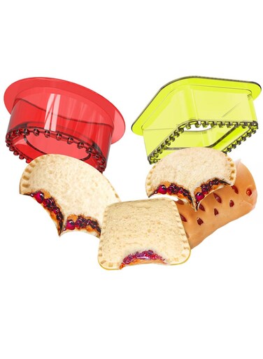 seven 2 PCS Sandwich Cutter Sealer and Decruster Set for Kids' Lunchbox &acirc;&euro;&ldquo; Square and Round Shapes, Food Grade Bread &amp; Cookie Maker for Boys and Girls Bento Boxes