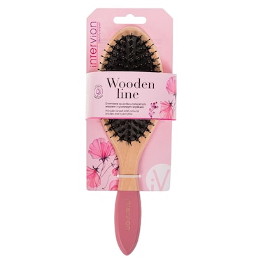 Killys Wooden Hair Brush with Natural Bristles and Nylon Pins