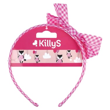Killys Kids Pink Checkered Bow Headband