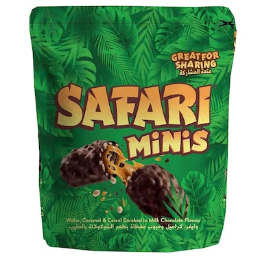 Safari Minis Wafer, Caramel and Cereal Enrobed in Milk Chocolate Flavour, 171g