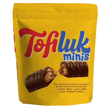 Tofiluk Minis Biscuit Bar Enrobed in Caramel and Milk Chocolate Sensation, 160g