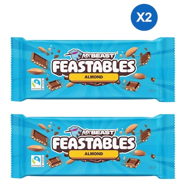 Feastables Almond Chocolate Bar, 60g, Pack of 2