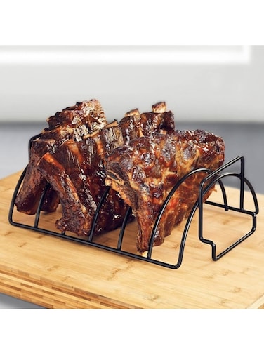 Steel Grill Stand BBQ Rib Rack Non-Stick Steak Holders Portable Camping Barbecue Cooking Roasting Tool