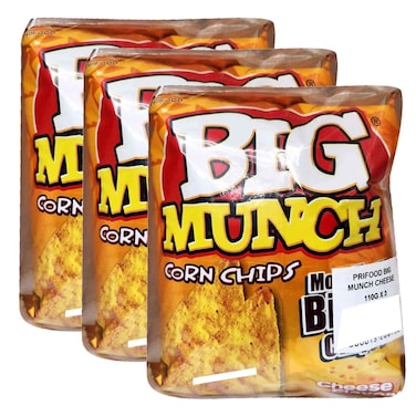 Prifood Big Munch Cheese Corn Snack, 110g, Pack of 3
