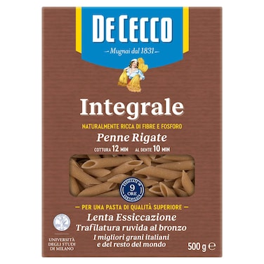 De Cecco Integrale Penne Rigate Whole Wheat Pasta, 500g