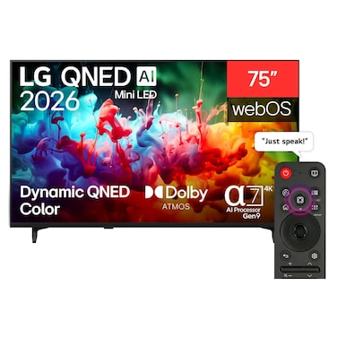 LG 75-Inch QNED AI QNED72 Mini LED 4K Smart TV, 75QNED72B6T, Black