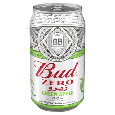 Bud Zero Green Apple Non-Alcoholic Malt Beverage, 330ml