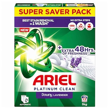 Ariel Platinum Clean Downy Lavender Laundry Detergent Powder, Automatic, 5kg