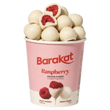 Barakat Raspberry Frozen Yogurt Coated Fruit Bites, 190g