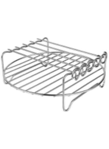 Air Fryer Rack Accessories 8 Inch Square Double Layer with 5 Skewers Stainless Steel Multipurpose Rack Metal Holder Fit Multi-purpose Double Layer Rack with Skewer Oven Press Cooker Air Flow Racks