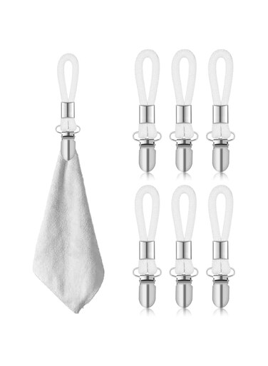 Lonimia Towel Holder Clips, Pack of 6, Towel Clips with Loop, Towel Clips for Hanging, Hanger Clips, Towel Clips for Kitchen, Bathroom, Household