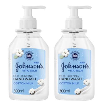 Johnson's Cottontouch Hand Wash, Cotton Milk, Twin Pack (2+1), 300 ml
