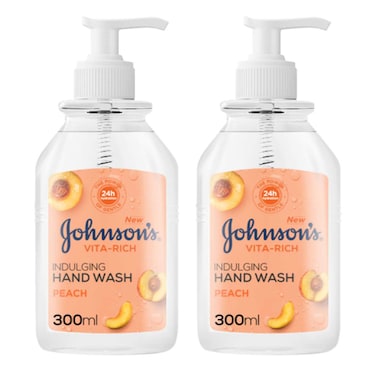 Johnson's Vita-Rich Indulging Hand Wash Peach, 300 ml Twin Pack