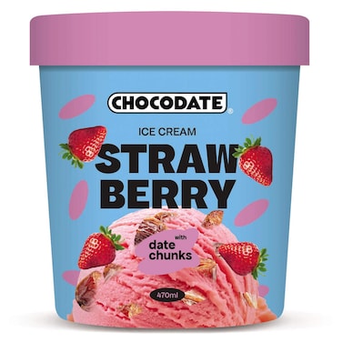 Chocodate Strawberry Ice Cream with Date Chunks, 470ml