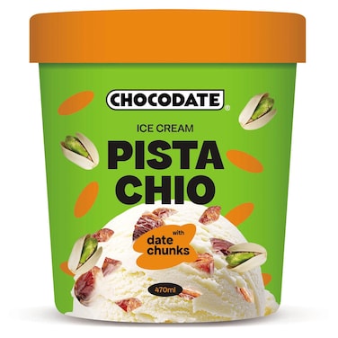 Chocodate Pistachio Ice Cream with Date Chunks, 470ml