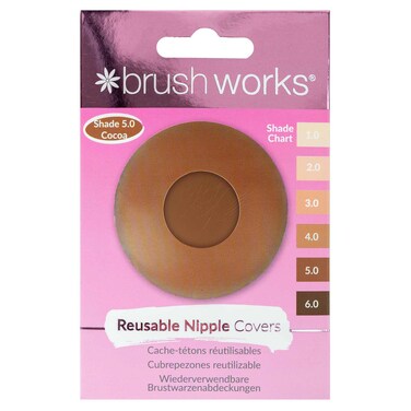 Brushworks Reusable Silicone Nipple Covers, Shade 5.0 Cocoa, 1 Pair