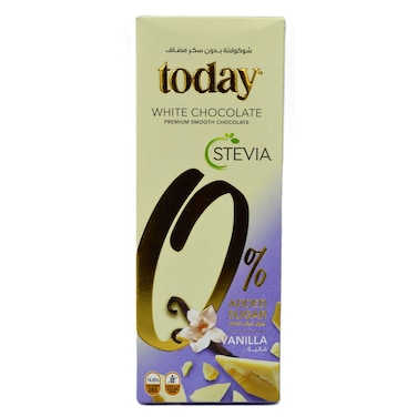 Today Stevia White Chocolate with Vanilla, No Added Sugar, Gluten Free, 100g