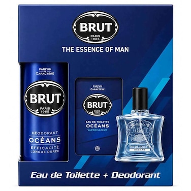 Brut Oceans Eau de Toilette Gift Set for Men, 100ml Eau de Toilette and 200ml Deodorant Spray