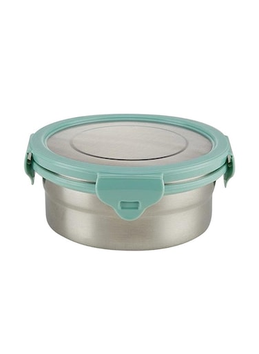 Borosil Stainless Steel Lunch Box, Leak-Proof Lunch Box With Green Lid, Round Lunch Container For School &amp; Office, 400 Ml