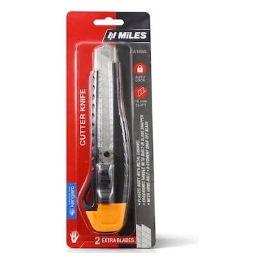 Kangaro Miles Cutter Knife FA1805/Y, 18mm, with 2 Extra Blades