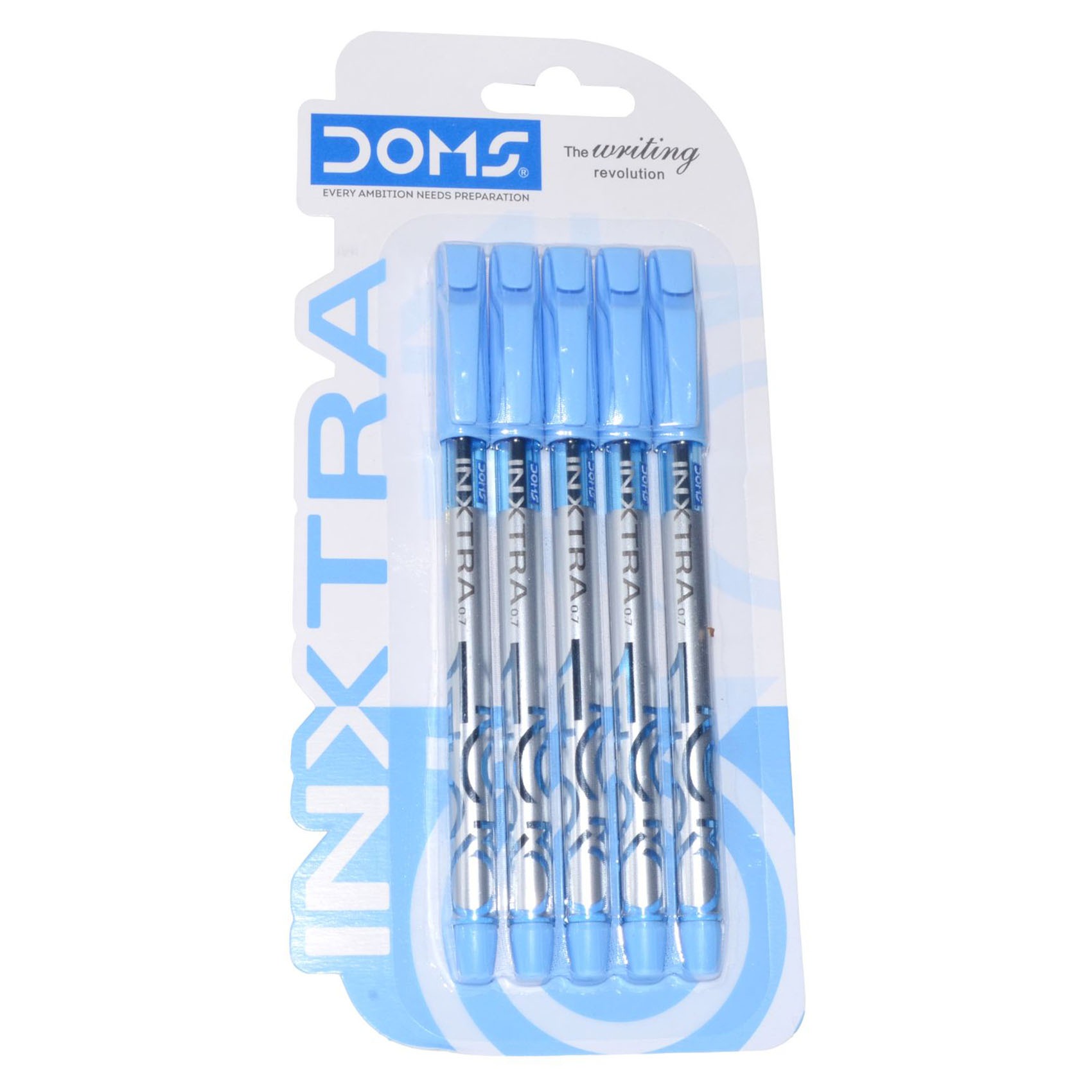 DOMS Inxtra Ball Point Pen, Blue Ink, 0.7mm, 5 PCS